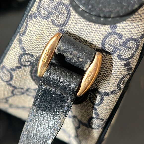 Authentic Vintage GUCCI Ophidia Navy Monogram Canvas Leather Crossbody Bag - Picture 5 of 16